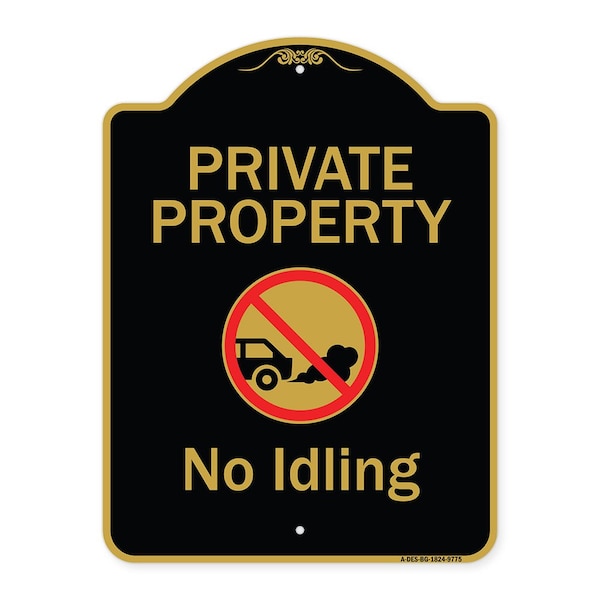 Designer Series-Private Property No Idling With Graphic, 24" H, BG-1824-9775